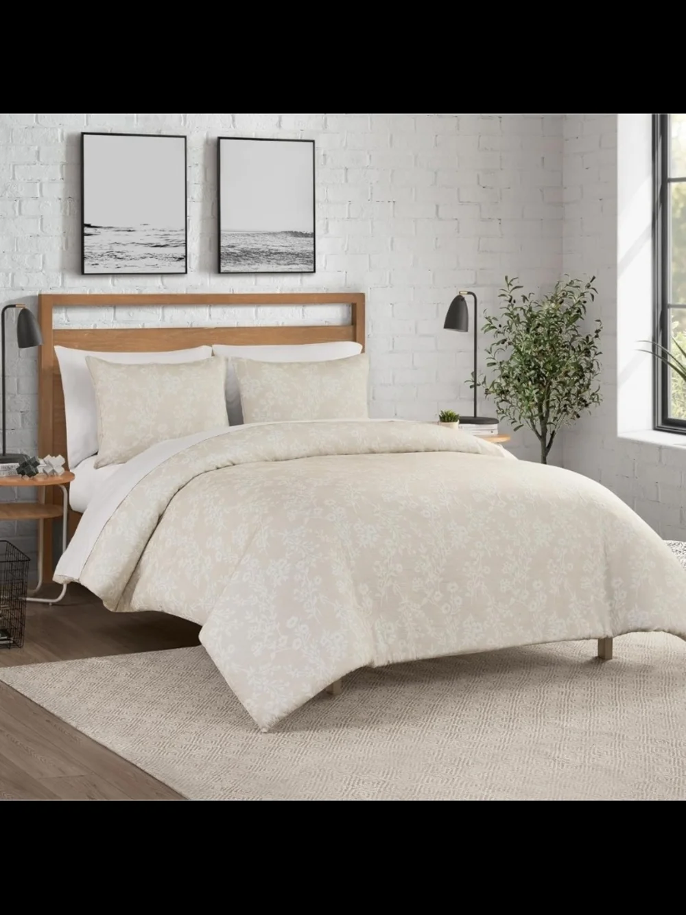 Lucky Brand Ava Floral Jacquard 3-Pc. Glam Duvet Cover Set Full/Queen Beige NWT